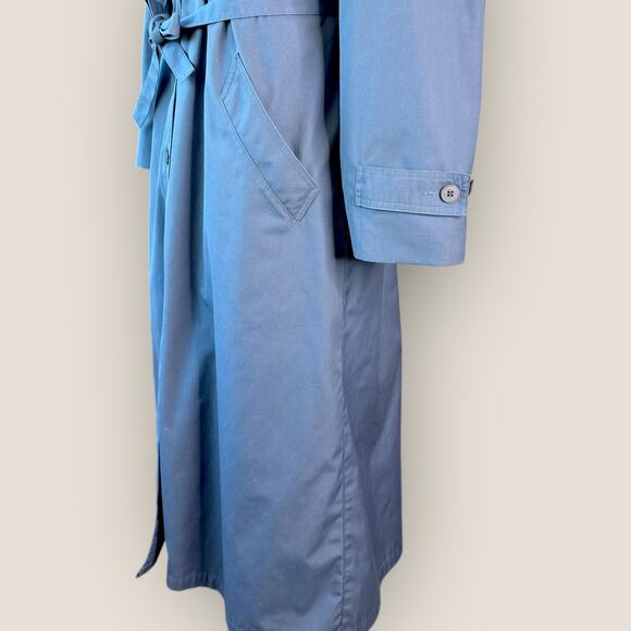 London Fog Vintage Maincoats Wool Blend Liner Trench Coat Hooded Womens 14 Blue - Picture 8 of 15